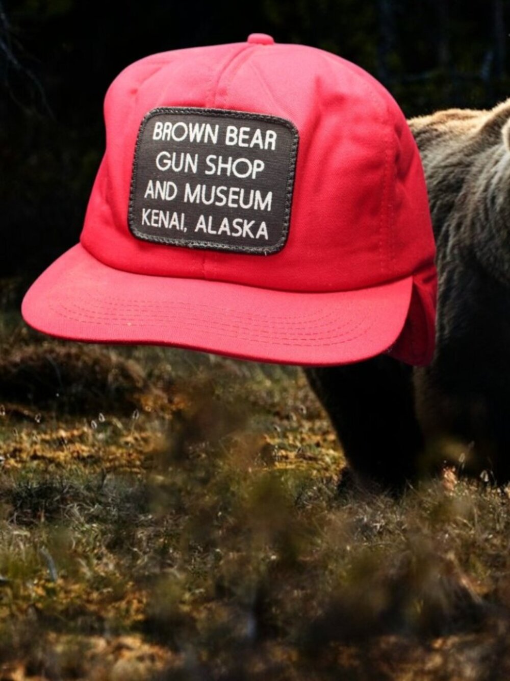 RARE VINTAGE KENAI ALASKA Brown Bear Gun Shop Museum Hat Cap Hunting